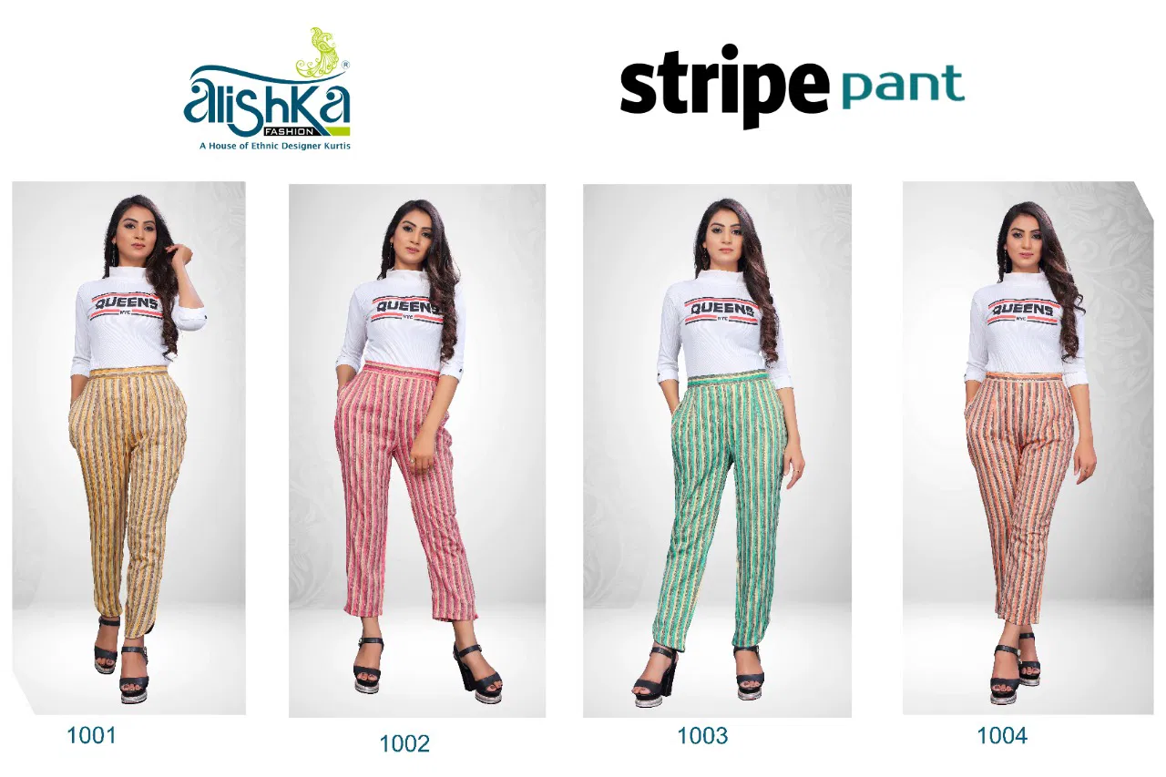 Alishka Stripe Fancy Party Wear Pant Heavy Rayon Slub Pant Collection
